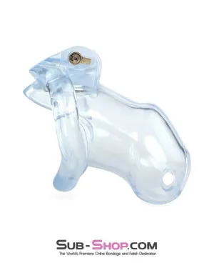 0398AE-SIS      Short Exposed in Chastity High Security Keyed Tumbler Locking Male Chastity with 4 Base Cock Ring Sizes