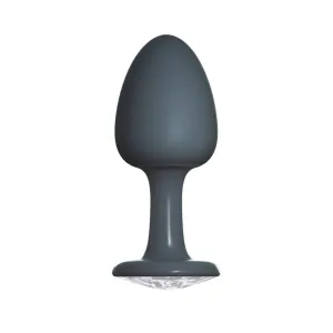 3-inch Dorcel Silicone Black Medium Butt Plug with Gem