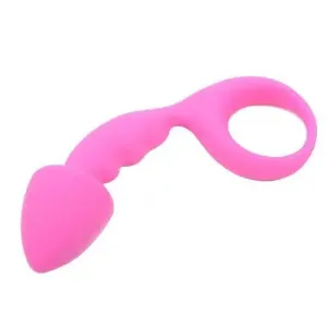 4-inch Silicone Pink Bendable Medium Butt Plug with Retrieval Ring