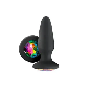 5-inch Ns Novelties Black Silicone Anal Butt Plug with Rainbow Gem