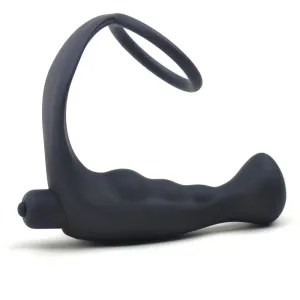 5-inch Silicone Black Bendable Vibrating Anal Plug with Cock Ring