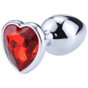 7 Colors Jeweled 3" Chrome-Plated Heart-Shaped Steel Plug