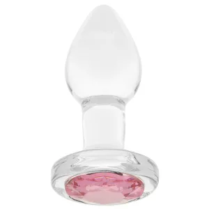 Adam & Eve Pink Gem Glass Plug in Small