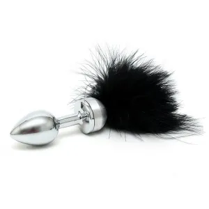 Butt Plug With Black Feathers Small