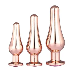 Dream Toys Stainless Steel Gold Butt Plug Set for Beginners