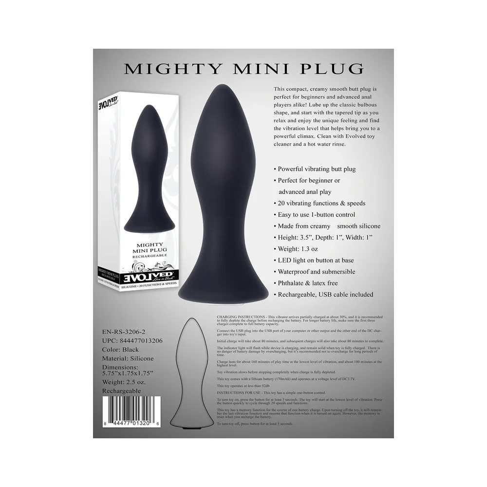 Evolved Mighty Mini Rechargeable Vibrating Silicone Anal Plug Black