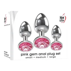 Gem Metal Anal Plug Set in Pink - Adam & Eve