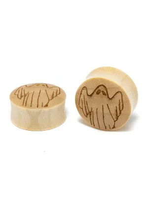 Ghost Engraved Wood Plugs