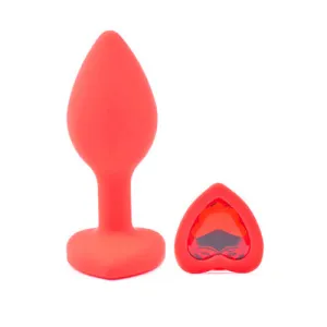 Heart-Shaped Diamond Base Butt Plug Red Small