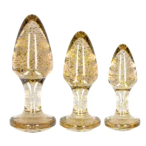 Ouch Golden Glitter Acrylic Butt Plug Set 3 Pieces