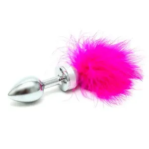 Rimba Small Steel Anal Butt Plug with Pink Feathers