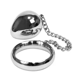 Rimba Stainless Steel Silver Cock Ring with Anal Egg for Men